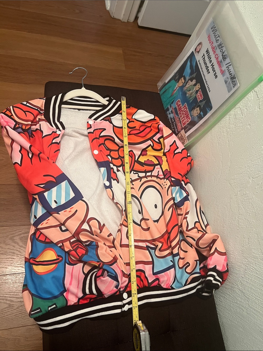 #2094** Colorful Cartoon Graphic Bomber Jacket - Multicolor - Picture 4 of 10